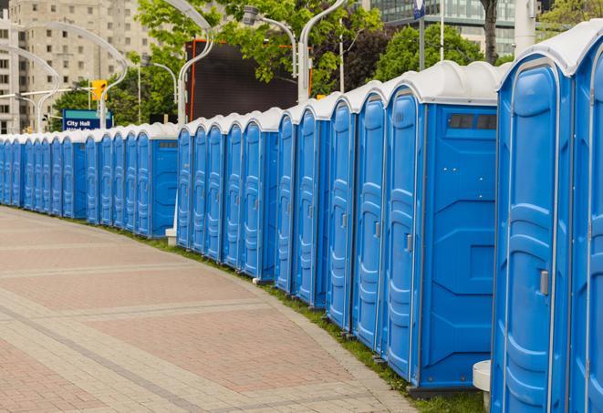 Seasonal porta potty units set up at a Pittston, Pennsylvania venue